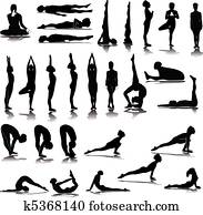 Various yoga silhouettes Various yoga silhouettes