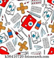 תרופות, ו, הספקות רפואיות, seamless, תבנית