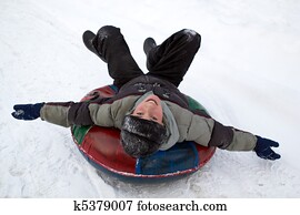 Boy Sledding Boy Sledding