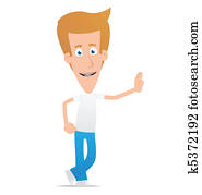 Casual man stands next to a blank place