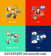 datenbank, analytics, heiligenbilder, flache datenbank, analytics, heiligenbilder, flache