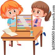 enfants, apprentissage, math, à, abaque