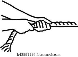 Hands pulling rope - tug of war
