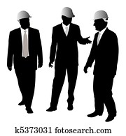 homens negócios, com, protetor, capacete