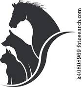 horse,, dog,, חתול, חובב של בעל החיים, דוגמה