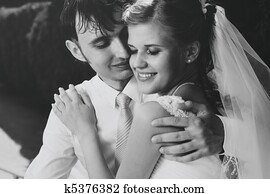 joven, par wedding, retrato