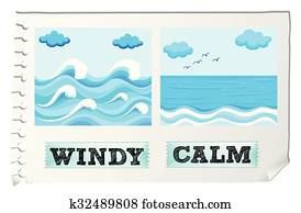 oposta, adjectives, ventoso, e, pacata