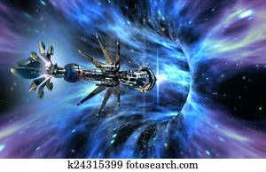 Spaceship entering a wormhole Spaceship entering a wormhole