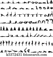Various yoga postures silhouettes v Various yoga postures silhouettes v