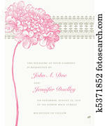 vector, flor rosa, boda, marco, y, plano de fondo