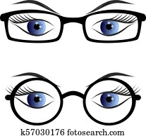 נקבה, עיניים, עם, משקפיים