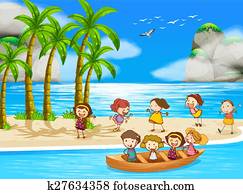 Clipart of A cartoon dog rowing a boat 849012 - Search Clip Art