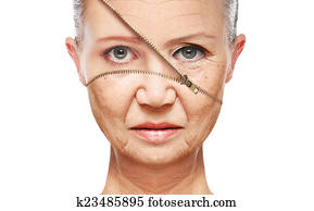 concept skin aging. anti-aging procedures, rejuvenation, lifting, tightening of facial skin 