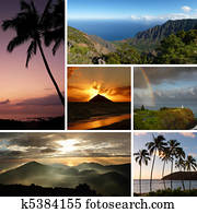 Hawaii collage with multiple typical photos Hawaii collage with multiple typical photos