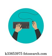 hände, tippen, auf, keyboard.