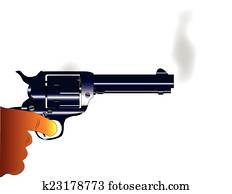 Clip Art of , colt 45, gun, revolver, six shooter, weapon, western ...