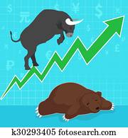 Stock market concept bull and bear Stock market concept bull and bear