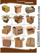 stor, sæt, i, karton, emballering, bokse