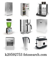 3d, render, של, מכשירים של בית, בלבן, רקע