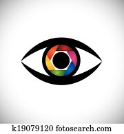 concept vector icon eyes as camera with colorful shutter concept vector icon eyes as camera with colorful shutter