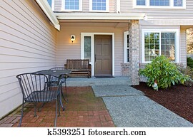 Entrance of the house with a front door Entrance of the house with a front door