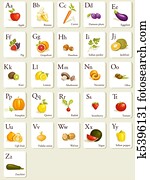 Fruits and vegetables  alphabet cards