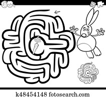 maze with rabbit coloring page maze with rabbit coloring page