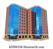 moderno, alto, edifico empresa