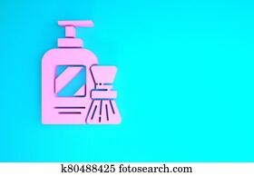 Pink Shaving gel foam and brush icon isolated on blue background. Shaving cream. Minimalism concept. 3d illustration 3D render Pink Shaving gel foam and brush icon isolated on blue background. Shaving cream. Minimalism concept. 3d illustration 3D render