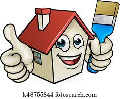 pintura casa, caricatura, personagem