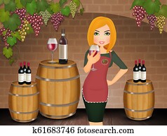 woman in the wine tastes in the cellar woman in the wine tastes in the cellar