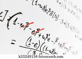 complejo, matemáticas, fórmulas, en, whiteboard