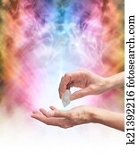 Crystal healer sensing energy