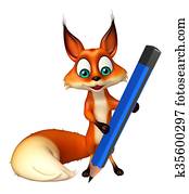 fun Fox cartoon character with pencil fun Fox cartoon character with pencil