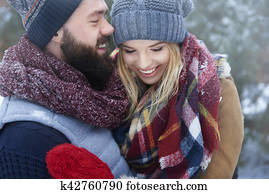 Happy couple in winter day Happy couple in winter day