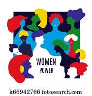 's, macht, abbildung, mit, viele, frauen