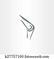 stilisert, kne, symbol, smerte, inn, kne