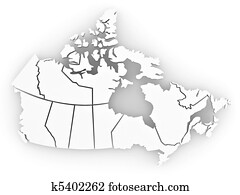 Three-dimensional map of Canada. 3d Three-dimensional map of Canada. 3d