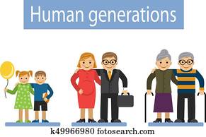 tres generaciones, de, el, familia