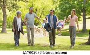 Full length of an extended family in park