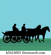 Horse car with people