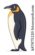 King penguin animal standing on a white background. Cartoon style vector illustration