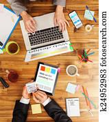 mann frau, arbeiten, laptops