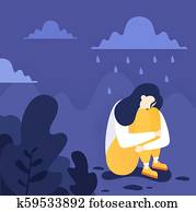 Depressed person sitting Depressed person sitting