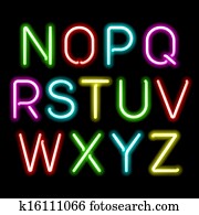 neon, glühen, alphabet neon, glühen, alphabet