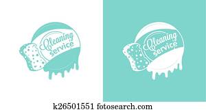 putzen, service, vektor, altmodisch, logos