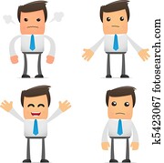 set of funny cartoon manager