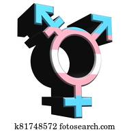 transgender, símbolo, cantar, en, transgender, bandera, colors., 3d, ilustración