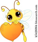 חמוד, דבורה, להחזיק, a, לב מתוק