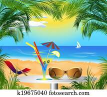 夏, カード, ∥で∥, 海の 眺め